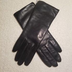 Black leather gloves, Women's
